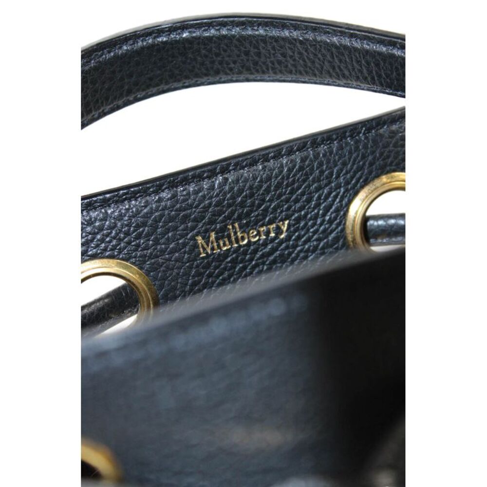 Mulberry Womens Classic Grain Leather Top Handle Small Hampstead Handbag Black - Picture 7 of 7